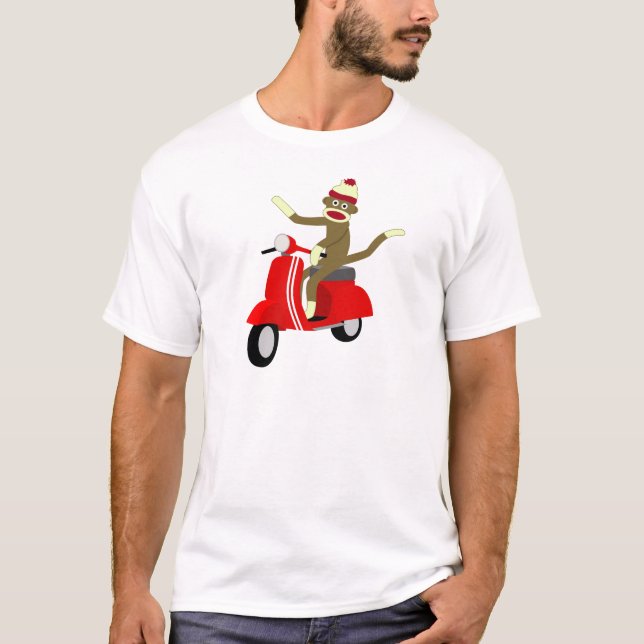 T-shirt Scooter de Vespa de singe de chaussette (Devant)