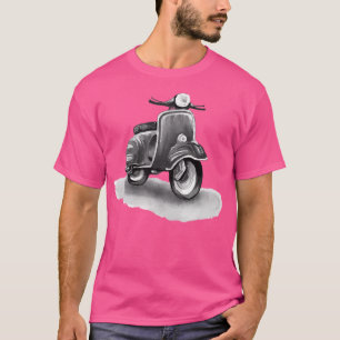 T-shirt Scooter de ville italien rouge. Aquarelle Et Graph