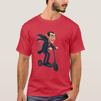 T-shirt Scooter Dracula Funny toon Vampire on Electric Rid