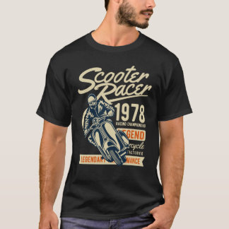 T-shirt Scooter Racer Style Vintage Retro