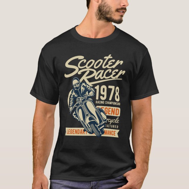 T-shirt Scooter Racer Style Vintage Retro (Devant)