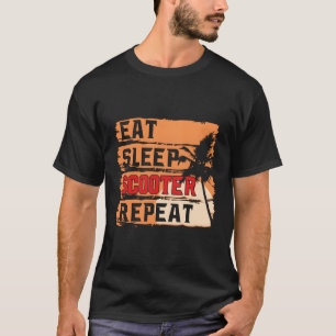 T-shirt Scooter Retro Manger Sleep Répéter Funny Scooter L