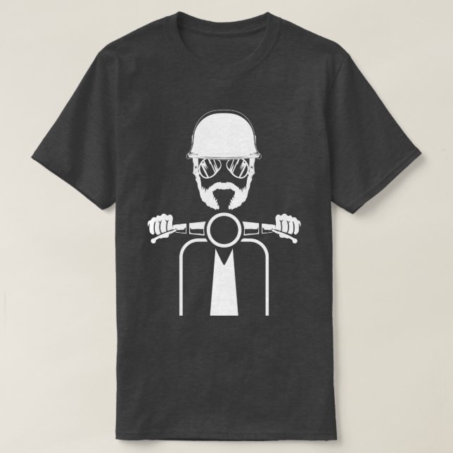 T-shirt Scooter Vélo Motorbike Scoot Funny Beard Mopé Sc (Design devant)