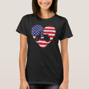 T-shirt Scooters American Flag Heart 4 juillet Usa Patri