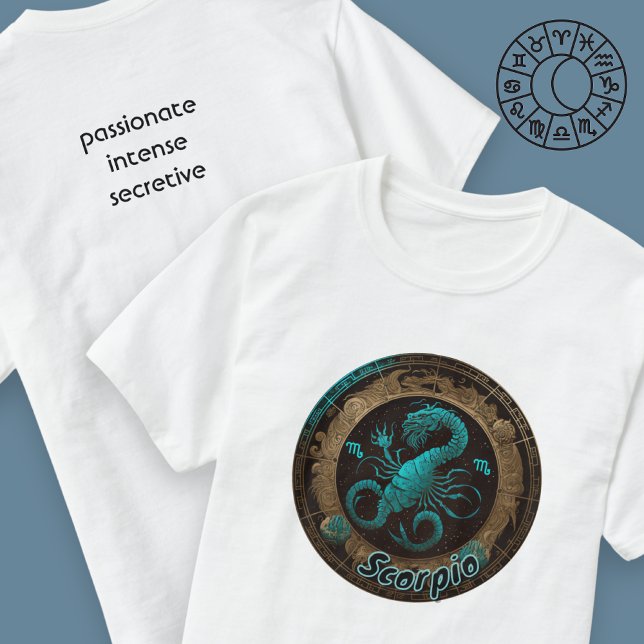 T-shirt Scorpio Aquarelle Turquoise et or Zodiac Tee homme (Créateur téléchargé)