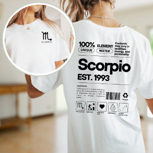 T-shirt Scorpio Custom Zodiac Astrologie Anniversaire Nove