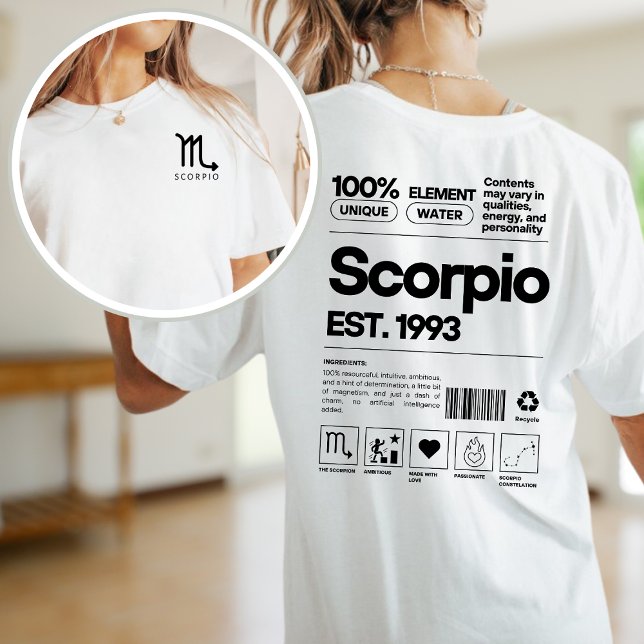T-shirt Scorpio Custom Zodiac Astrologie Anniversaire Nove (Créateur téléchargé)