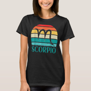 T-shirt Scorpio Retro Sunset Zodiac Signal Anniversaire 1