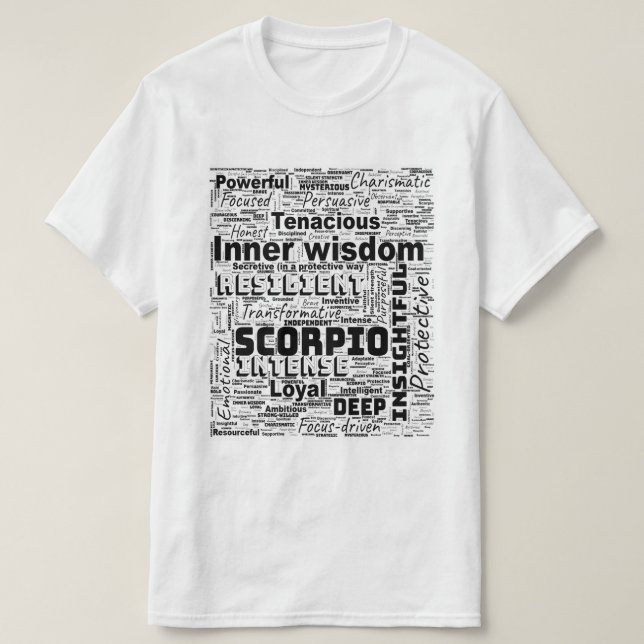 T-shirt Scorpio Zodiac Mot Cloud Inspiration (Design devant)