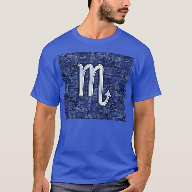 T-shirt Scorpio Zodiac Symbole de Navy Blue Camo (Devant)