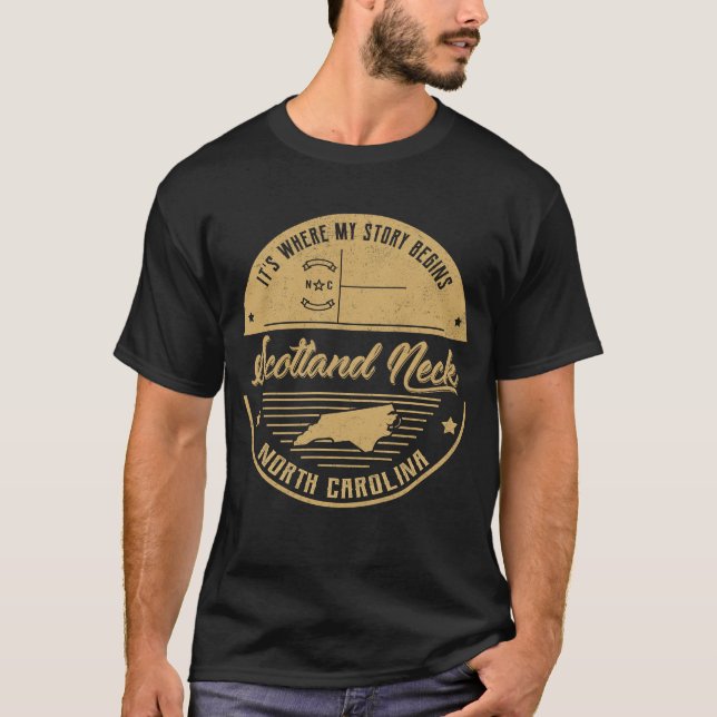 T-shirt Scotland Neck North carolina C'est là que mon hist (Devant)