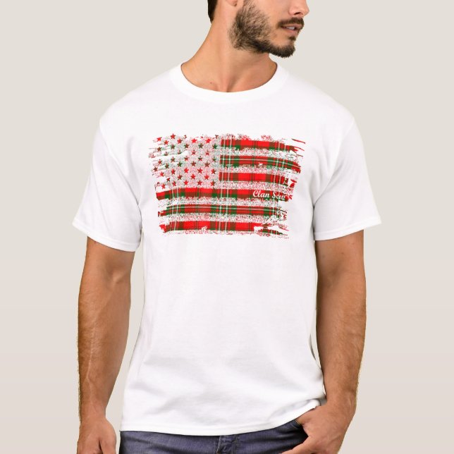 T-shirt Scott Nom American Flag Scottish Clan Tartan (Devant)