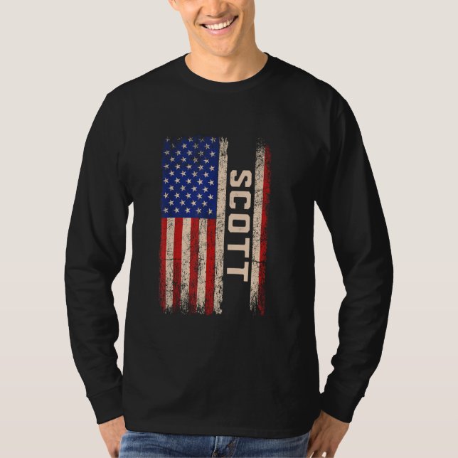 T-shirt Scott Nom Chemise Scott Nom drapeau américain (Devant)