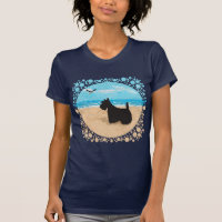 Scottie à la plage avec mouette