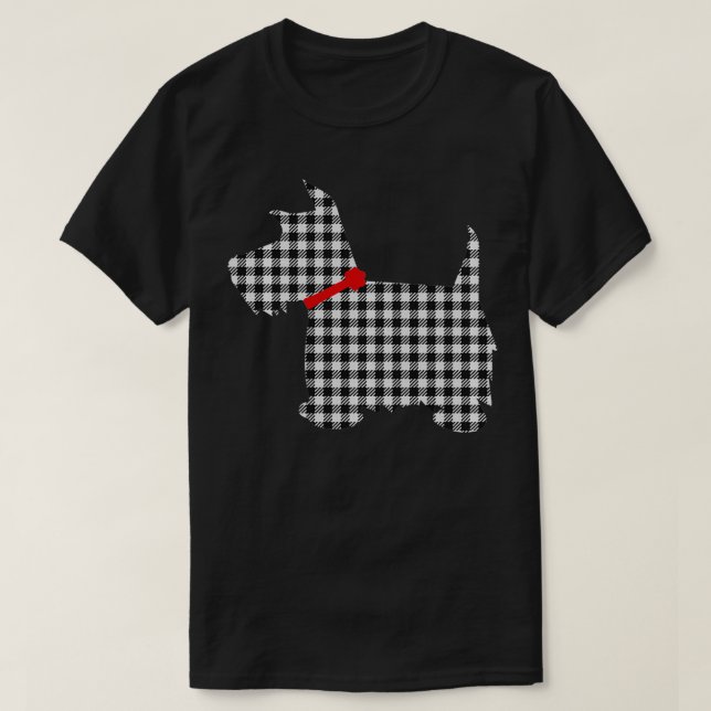 T-shirt Scottie Dog Scottie Terrier noir blanc Buffalo P (Design devant)