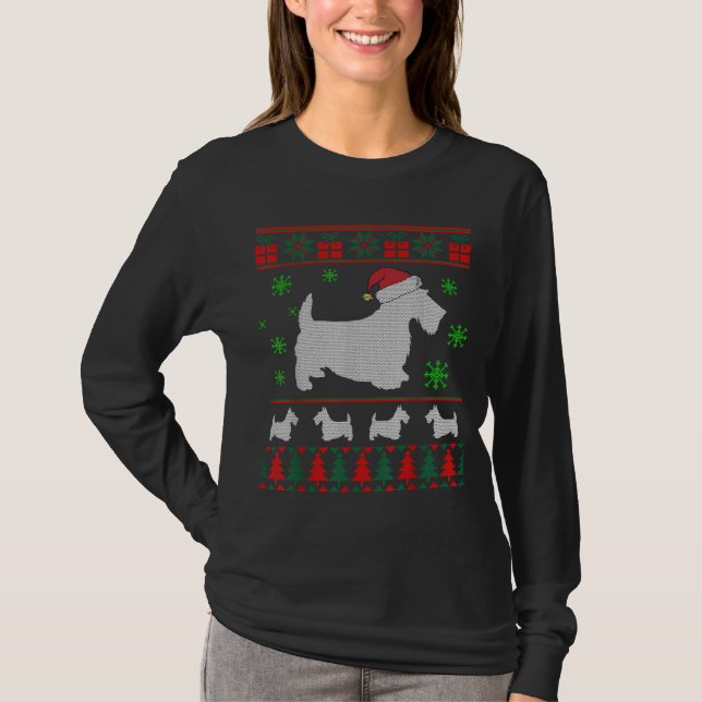 T-shirt Scottie Dog Ugly Christmas Sweater (Devant)