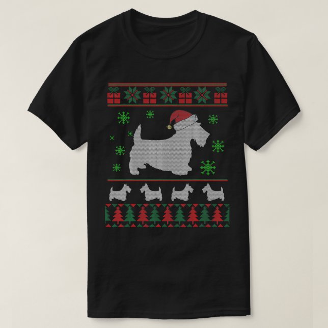 T-shirt Scottie Dog Ugly Christmas Sweater Gift for Dog Lo (Design devant)