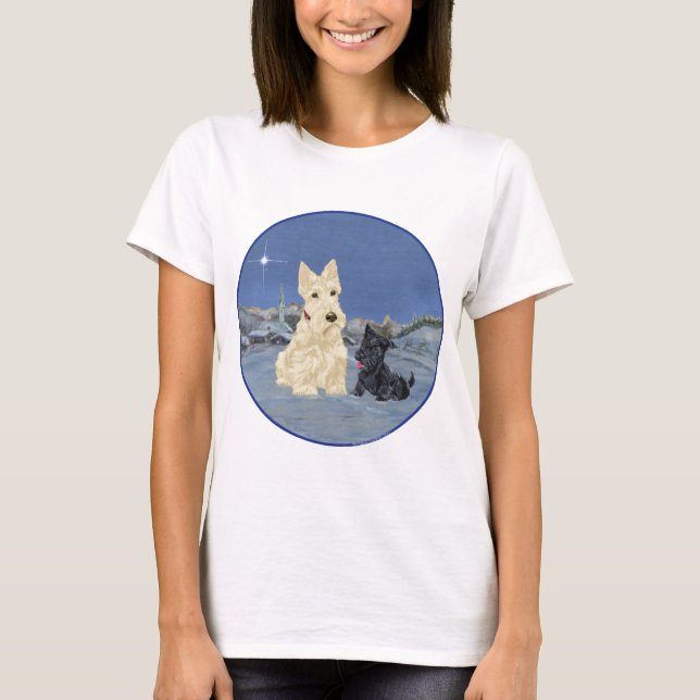 T-shirt Scottie roux et Noël de chiot (Devant)