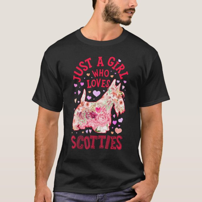T-shirt Scottie Scottish Terrier Juste Une Fille Qui Aime  (Devant)