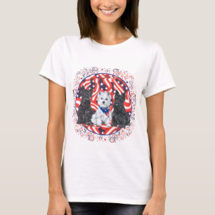 T-shirt Scotties et un drapeau américain Westie