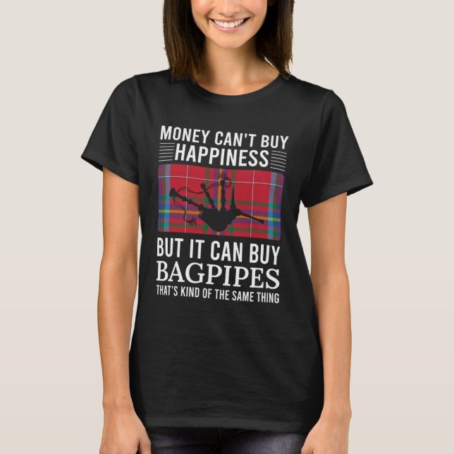 T-shirt Scottish Bagpipes Tartan Happiness  Bagpipe (Devant)