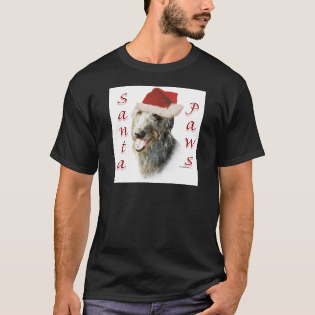T-shirt Scottish Deerhound Père Noël Paws (Devant)