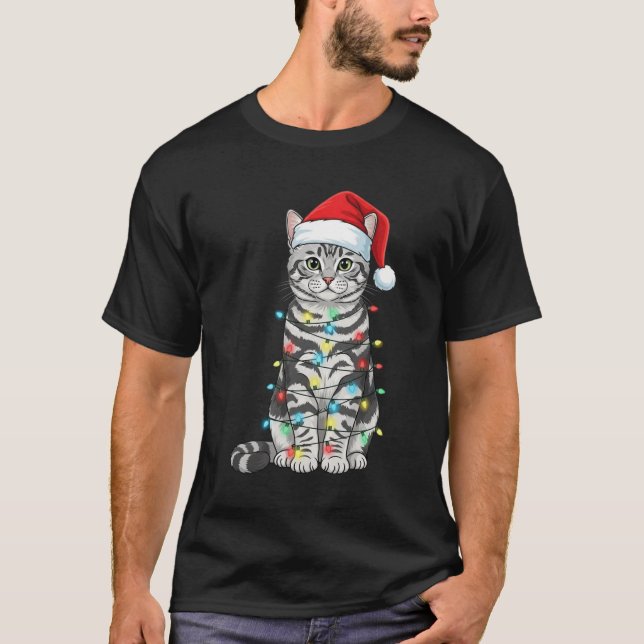 T-shirt Scottish Fold Cat Christmas Santa Lover (Devant)