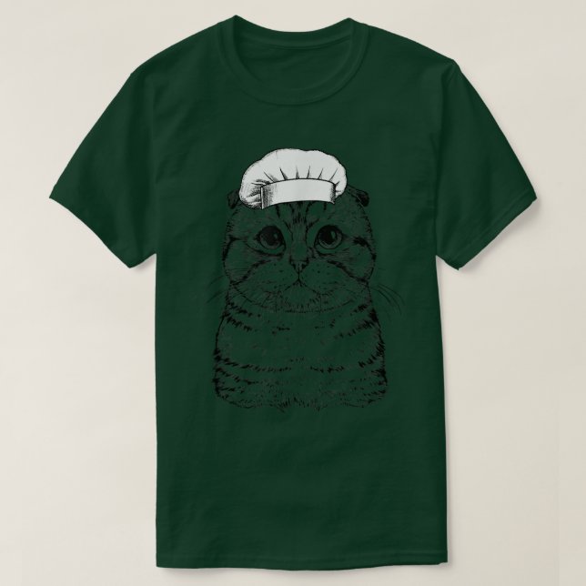 T-shirt Scottish Fold Cat Cook Chef Cuisine drôle (Design devant)