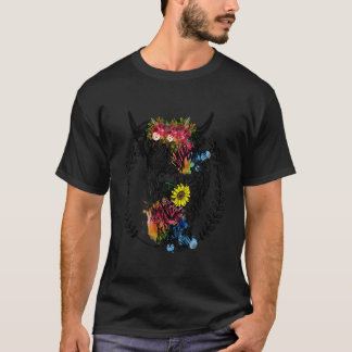 T-shirt Scottish Highland Cow Cattle Hairy Cow Floral