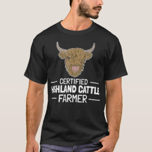 T-shirt Scottish Highland Cow Certified Farmer Cool Farm