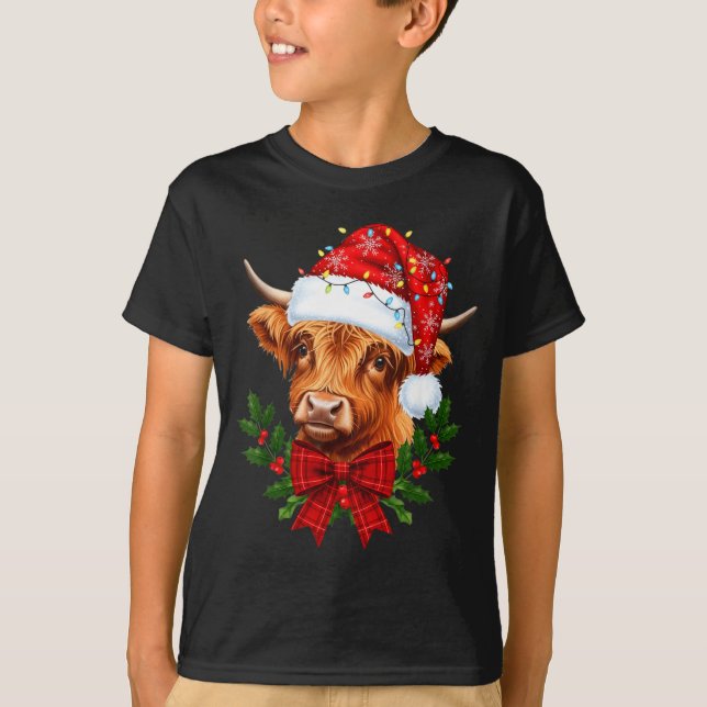 T-shirt Scottish Highland Cow Christmas Funny Cow Lover Xm (Devant)