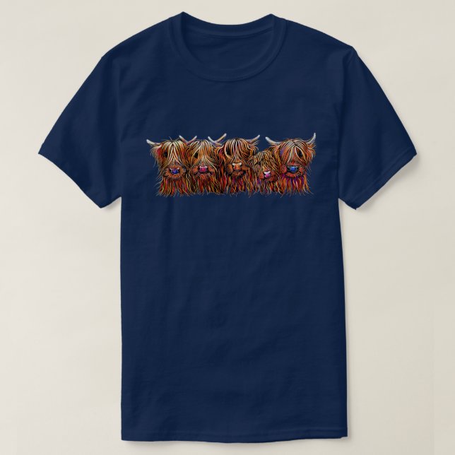 T-shirt SCoTTISH HiGHLaND CoWS ' The HaiRY BuNCH oF Coos ' (Design devant)
