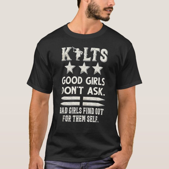 T-shirt Scottish Kilts Good Girls Ne demandez pas à l'Écos (Devant)