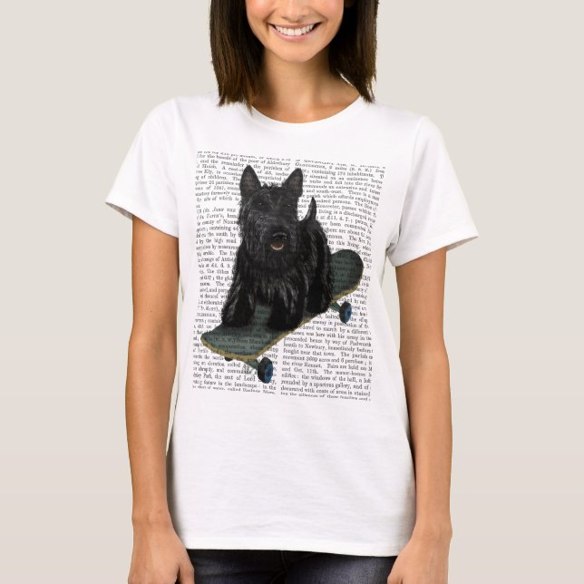 T-shirt Scottish Terrier and Skateboard (Devant)