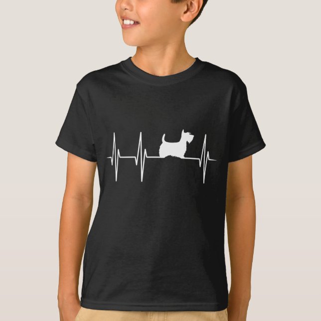 T-shirt Scottish Terrier Dog Heartbeat - Scottie Amoureux  (Devant)