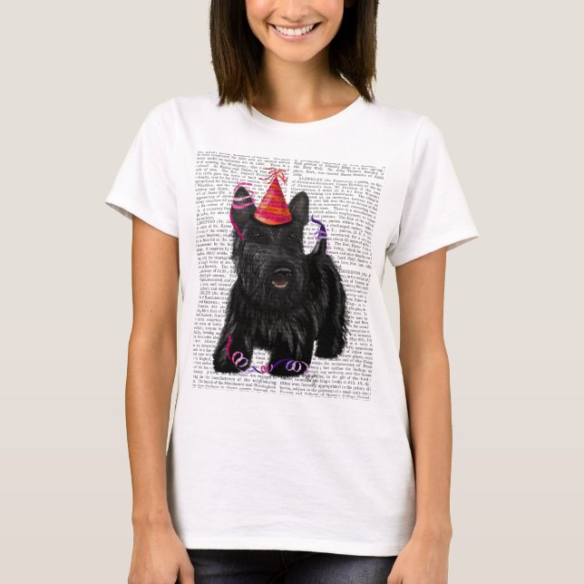 T-shirt Scottish Terrier et Casquette de fête (Devant)