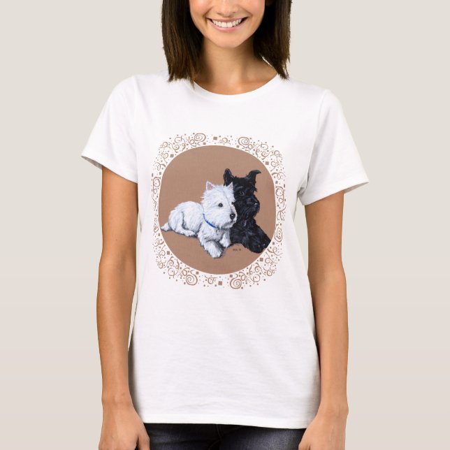 T-shirt Scottish Terrier et Westie Design (Devant)