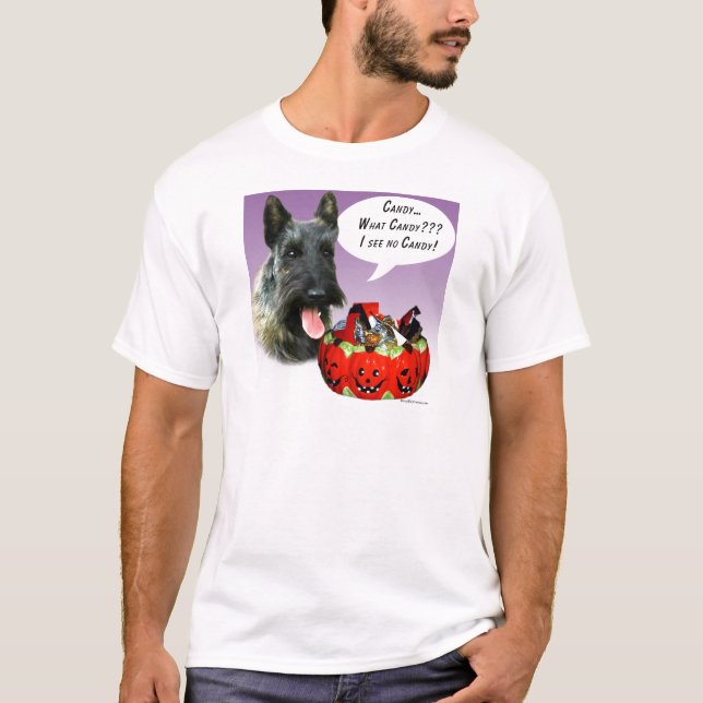 T-shirt Scottish Terrier Halloween Candy (Devant)
