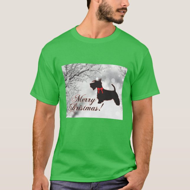 T-shirt Scottish Terrier Joyeux Noël (Devant)