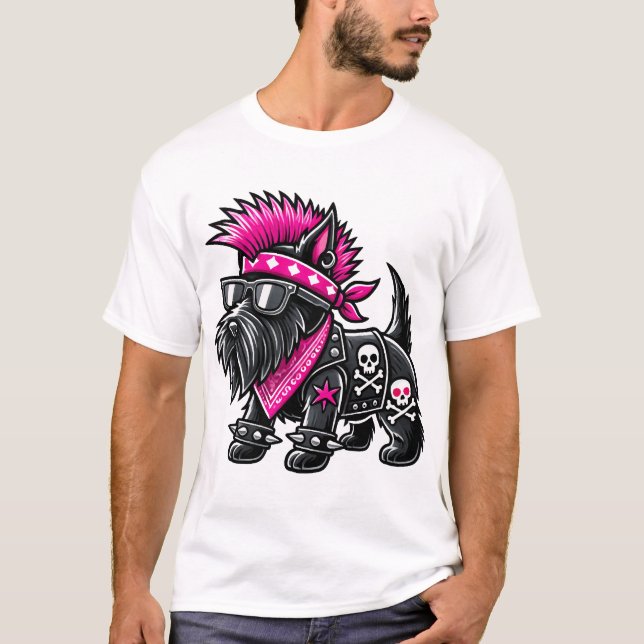 T-shirt Scottish Terrier Punk Music (Devant)