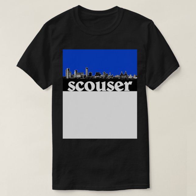 T-shirt Scouser Liverpool Blue Skyline Design (Design devant)