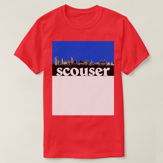 T-shirt Scouser Liverpool Blue Skyline Design (Design devant)