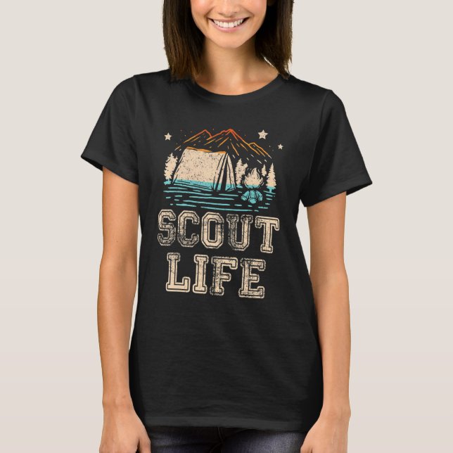 T-shirt Scout Life Camping Tente Feu de feu Camper H (Devant)
