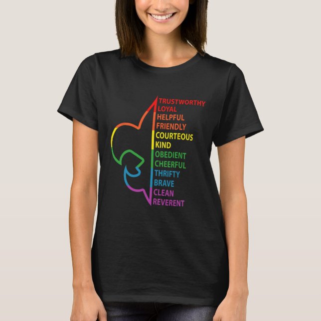 T-shirt Scouting Law Scouting Camping Rainbow Colorful  (Devant)