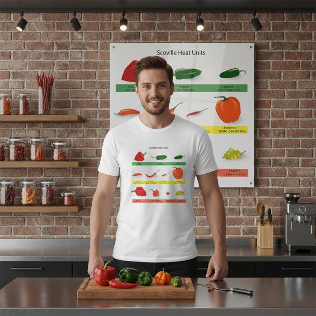 T-shirt Scoville Heat Units Chili Pepper Chart  (Créateur téléchargé)