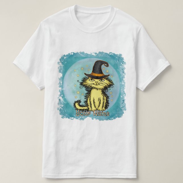 T-shirt Scraggles Yellow Cat Witch (Design devant)