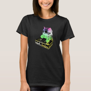 T-shirt Scratching Rainbow Dj Cat