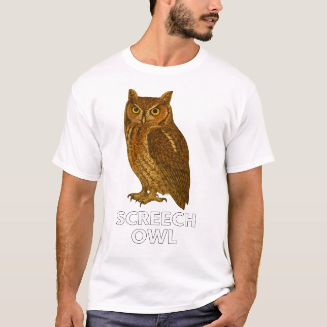 T-shirt Screech Owl T-Shirt: Cute Bird of Prey Nature Tee (Devant)