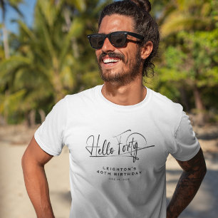 T-shirt Script Bonjour Quarante Minimaliste 40e Anniversai