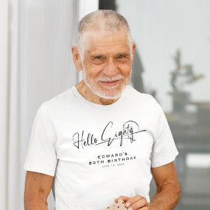 T-shirt Script Bonjour Quatre-Vingts Minimaliste 80ème Ann